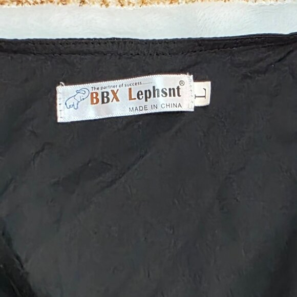 BBX Lephsnt Black Wrap Dress - Elegant & Flowy - Size L - Picture 4 of 13